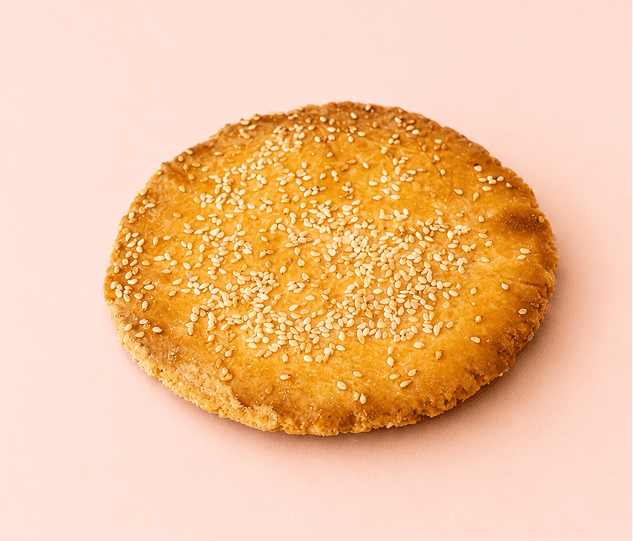 Round sesame-topped tostada de ajonjolí from Conchitas Mexican Bakery